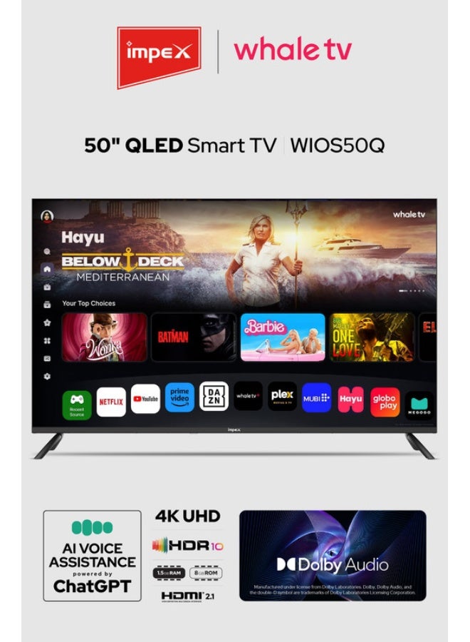 Compare 50 Inch QLED 4K UHD Smart TV Wios50Q | Television, AI Voice Assistant  ChatGPT | 4K Ultra HD Television| 8GB Storage, 1.5GB RAM | Netflix, YouTube, Prime, Disney+ | A+ Panel | 176° View | 100W | 2 Year Warranty Wios50Q Black at KSA Price