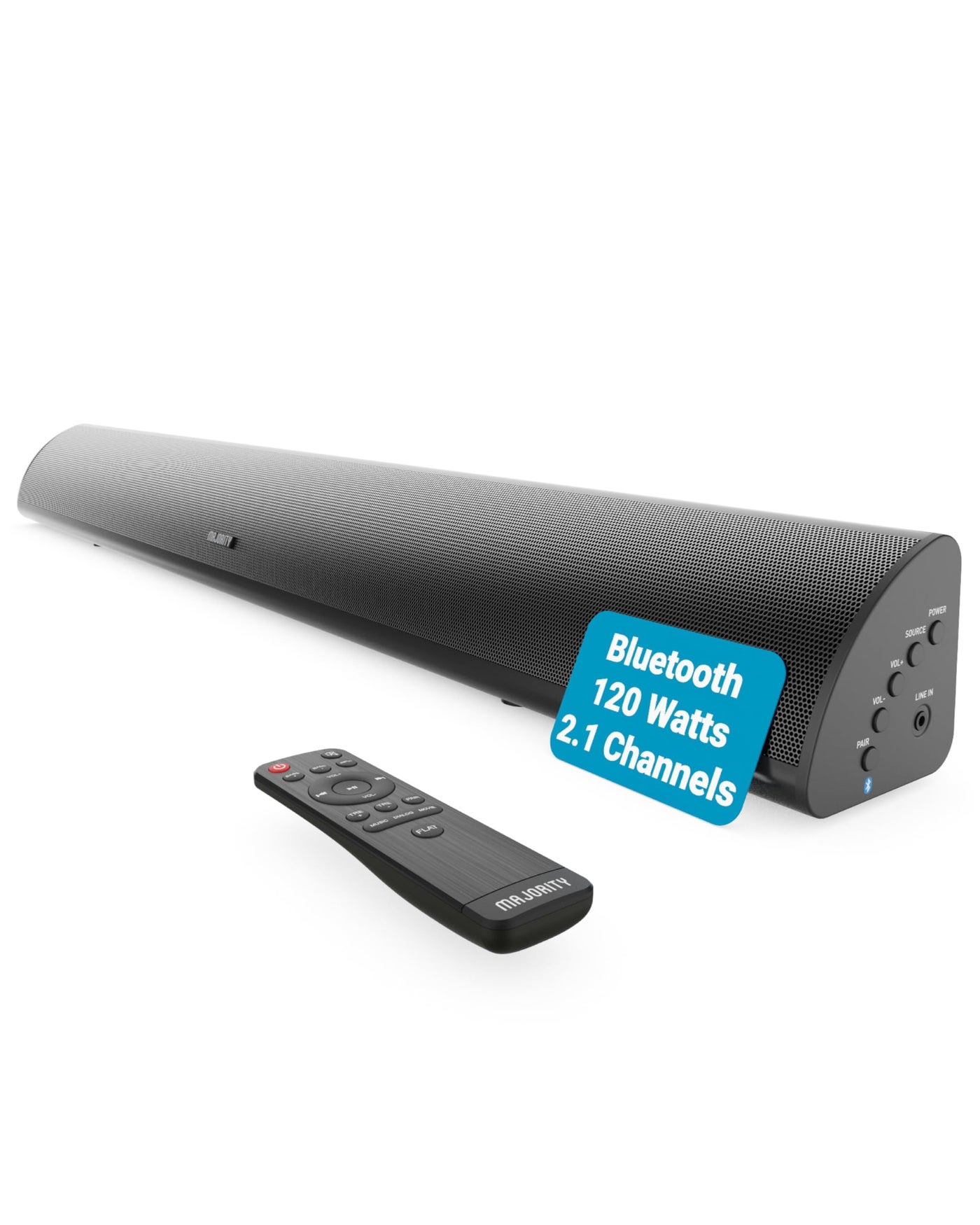 Compare MAJORITY Snowdon II Sound bar for TV | 120 WATTS with 2.1 Channel Sound | Soundbar with Subwoofer Builtin and Remote Control | MultiConnection at KSA Price