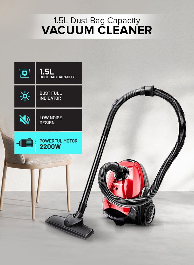 Vacuum Cleaner With 1.5 L Dust Bag Capacity…