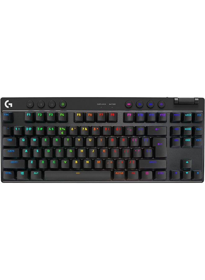 Compare Logitech G PRO X TKL LIGHTSPEED Wireless Gaming Keyboard, UltraPortable Tenkeyless Design, LIGHTSYNC RGB, PBT keycaps, Tactile Switches GX Brown, US INTL Layout  Black at KSA Price