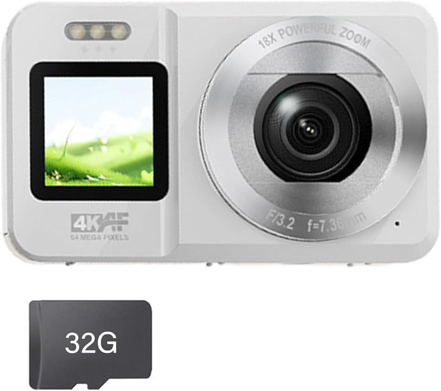 32G 4K UHD 64MP Dual Screen Digital Camera…