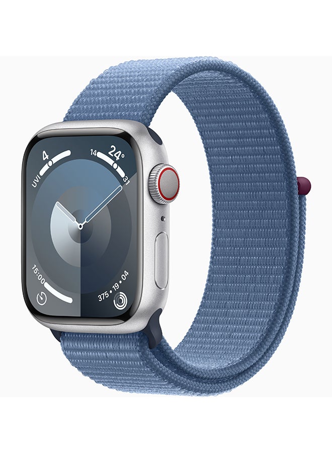 Compare Watch Series 9 GPS + Cellular 45mm Silver Aluminium Case With Winter Blue Sport Loop at KSA Price