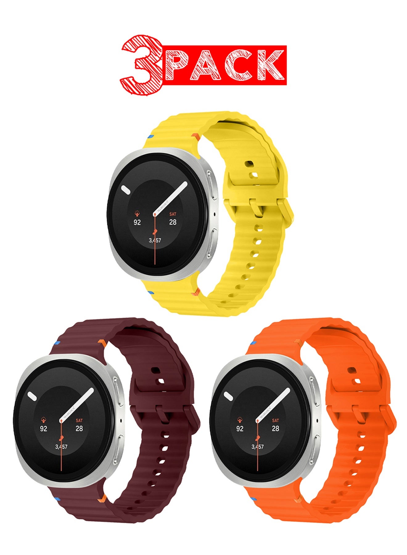 3 PACK Silicone Replacement Strap Compatible with…
