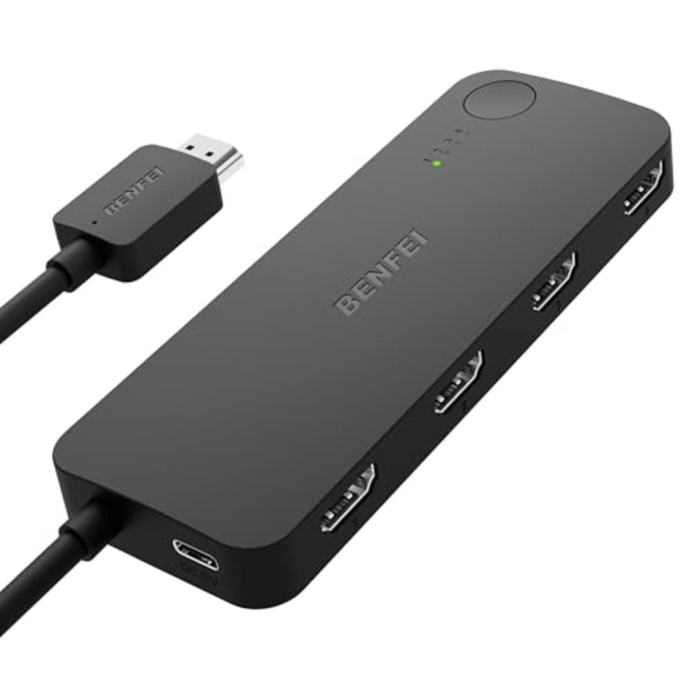 Compare HDMI Switch 4 In 1 Out 4K@60Hz 2K@144Hz HDCP 2.3 With Adaptive Equalization Support 10M HDMI Transmit Compatible With PS5 PS4 Xbox Roku FireStick Nintendo Switch Home Office Gaming Setup at KSA Price