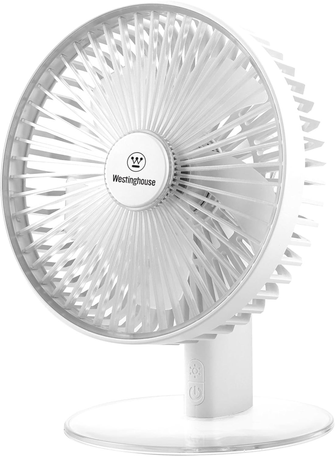 Compare Rechargeable Desk Fan  LED Night Light, 4Speed USB Table Fan, Quiet Portable Fan with Stable Round Base for Bedroom, Office, Home – 225mm x 182mm at KSA Price
