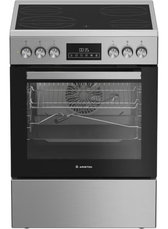 Compare Ariston 60cm Electric Cooker, 4 Burners, Vitroceramic, BuiltIn Electric Grill, LED Touch Control, 6 Functions, Steam Cleaning, Inox  ARR6EV520205XME ARR6EV520205XME Inox at KSA Price