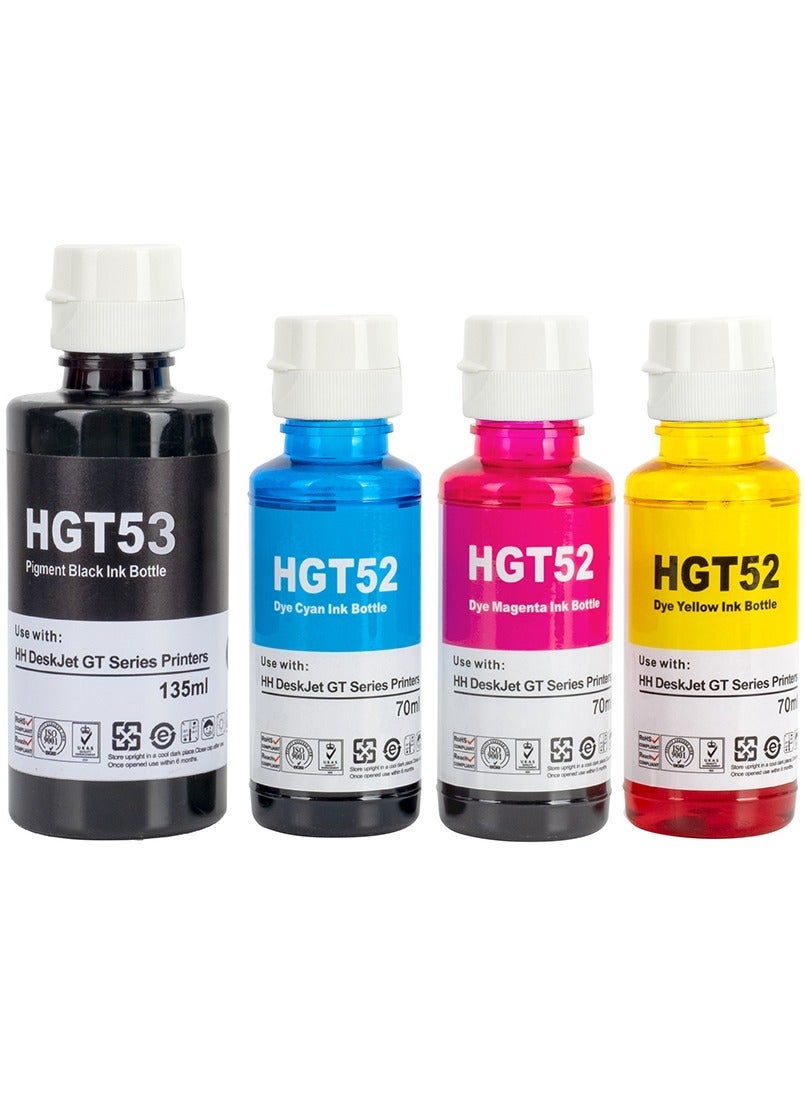 Compare GT53XL 135ml GT52 70ml for HP Printer DeskJet Smart GT Tank AllPack of 4 at KSA Price