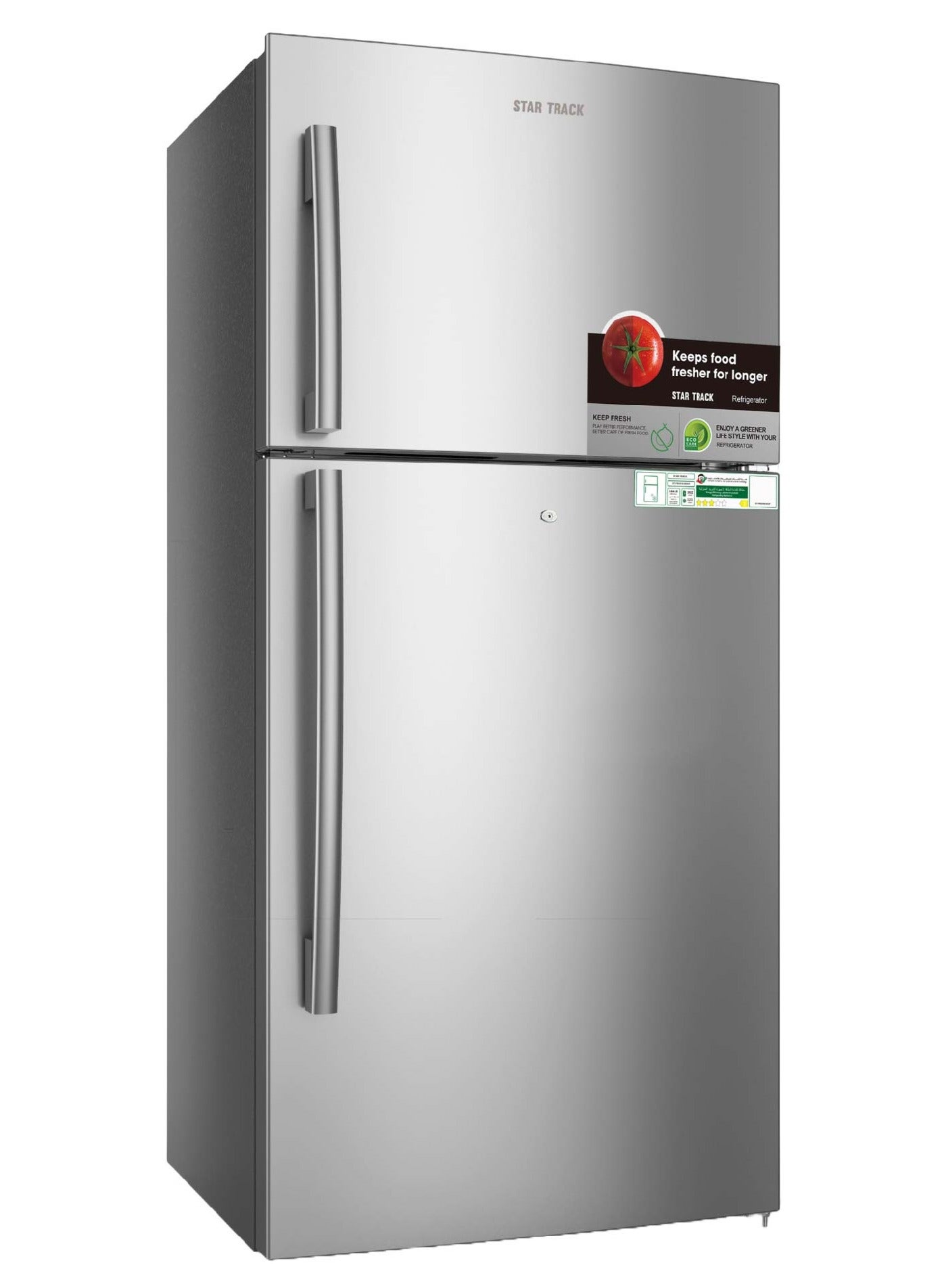 Compare 550L Gross  483L Net Capacity, No Frost Double Door Refrigerator with Glass Shelves, LED Light, Ice Box, Transparent Door Baskets, Low Noise, Electronic Control, 4Star Freezer – STFRG550NSKH Silver STFRG550NSKH Silver at KSA Price