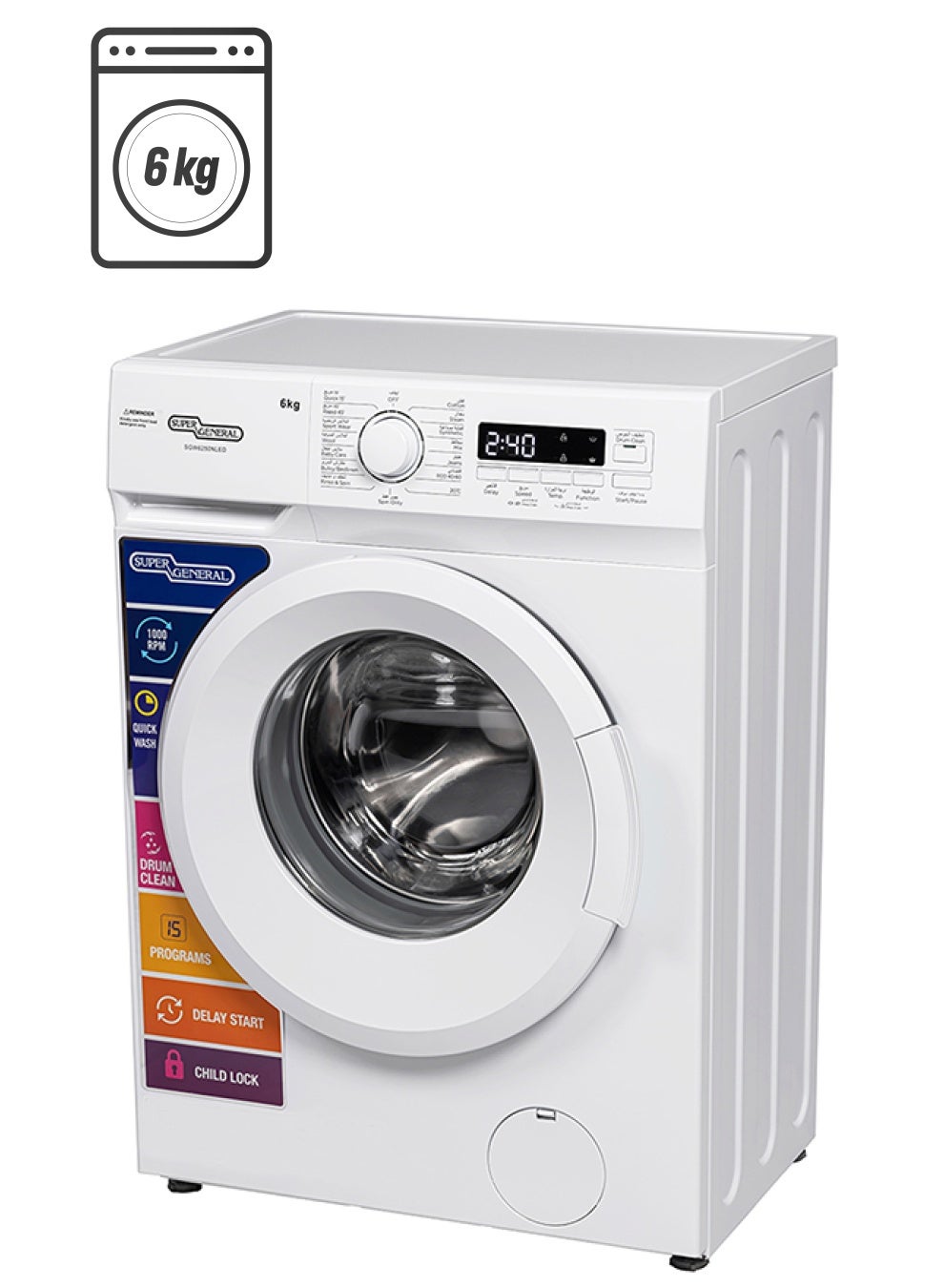 6Kg 1000 RPM Front Load Washing Machine LED…