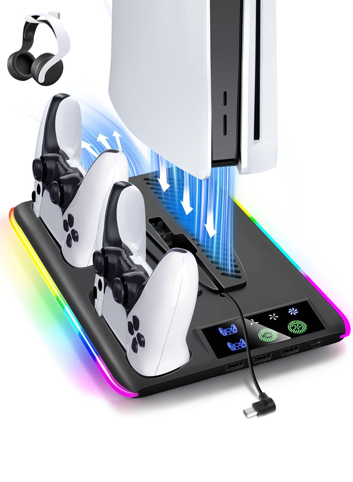 PS5 Stand and Cooling Station with Dual Controller…