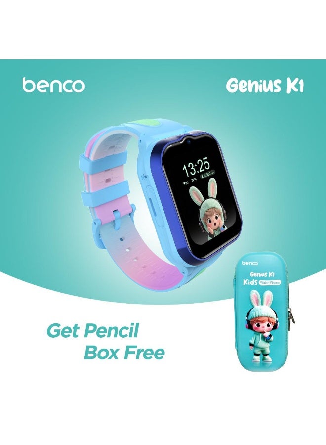 Compare Genius K1 Kids 4G Watch Phone with GPS + Video Call for Kids –Free Pencil Box – Blue – Middle East Version at KSA Price