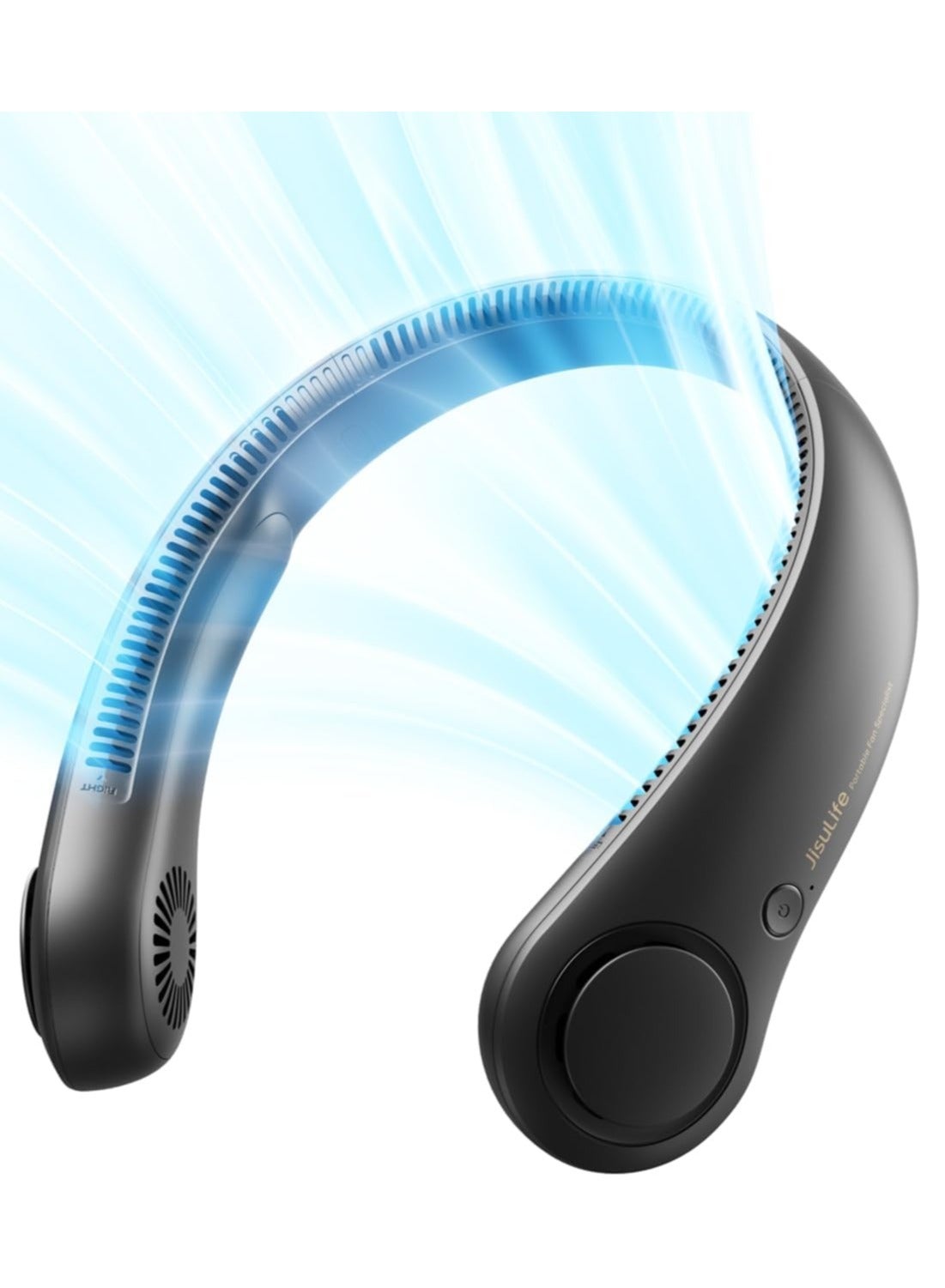 Compare JISULIFE Portable Neck Fan, HandsFree Bladeless, 5 Speeds, 4000 mAh Battery Operated Wearable Personal Fan, Twistable, Rechargeable, Gift for Women MenBlack at KSA Price