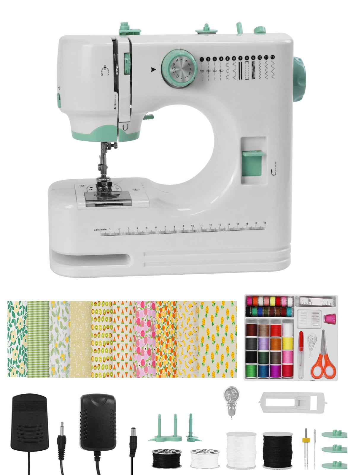 Compare Mini Electric Sewing Machine for Beginners & Kids, 12 Builtin Stitches Portable Sewing Machine with Foot Pedal, Household Sewing Kit for Clothing, Overlocking & Buttonholes White at KSA Price