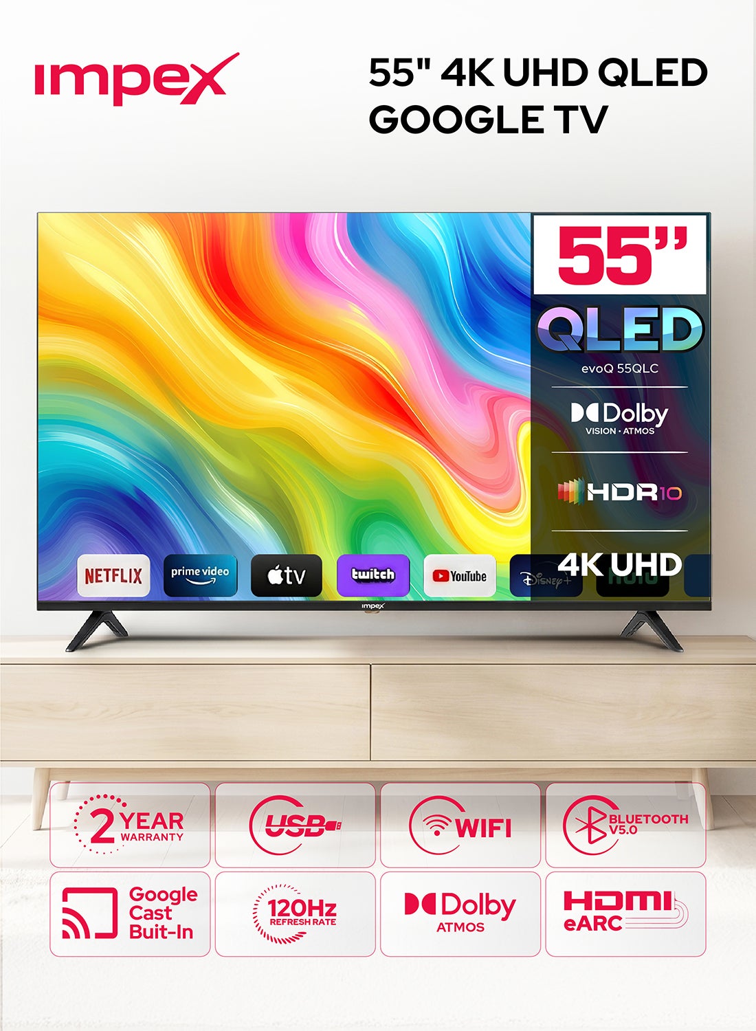 55 Inch QLED Google TV, 4K Ultra HD Smart…