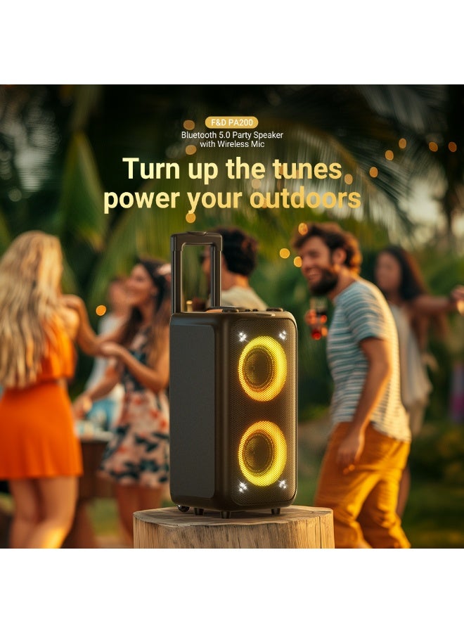 PA200 Portable Trolley Party Speaker with 80W RMS…