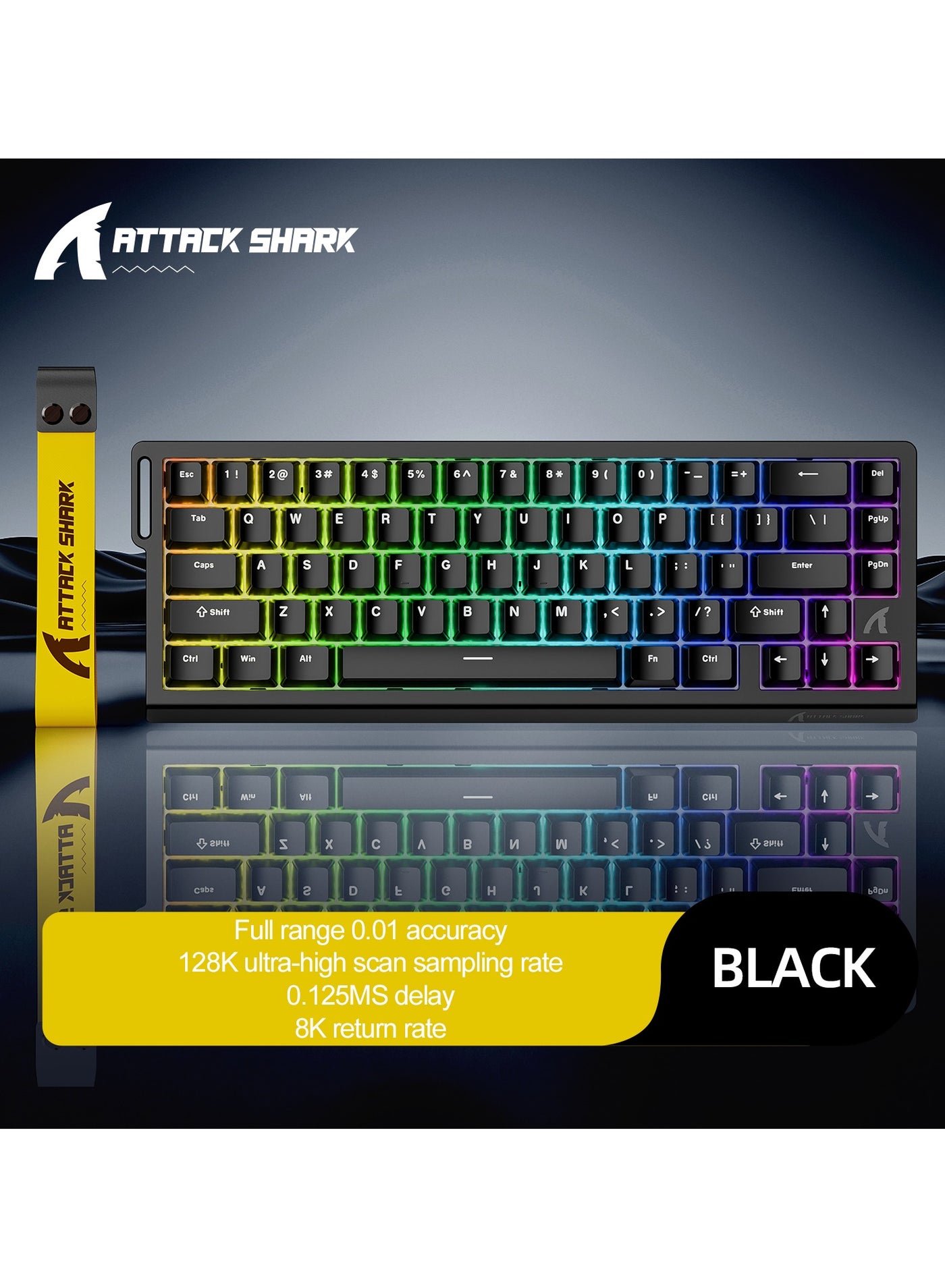 Compare Attack Shark X68HE Wired Magnetic Gaming Keyboard, 0.01mm Adjustable Actuation, 8kHz Polling Rate, RGB Backlight, SidePrinted PBT Keycaps, 100M Lifespan Hall Effect Switches, 65% Layout Black at KSA Price