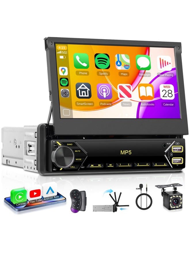 Single Din Car Stereo Touch Screen Flip Out…