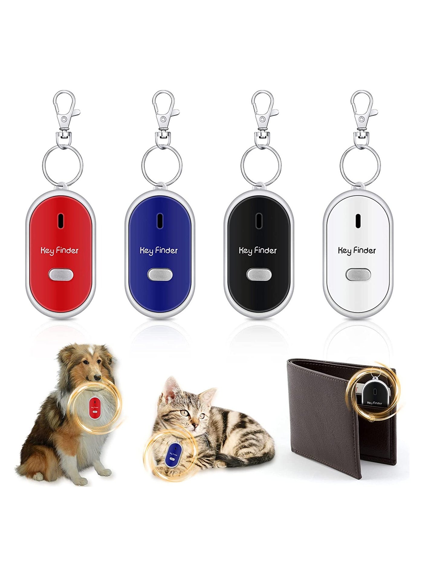 Compare Key Locator Device, Key Finder with Whistle LED Light Remote Sound Control, Pet Keychain Locator for Child Elderly Pet Luggage, 4 Pcs at KSA Price