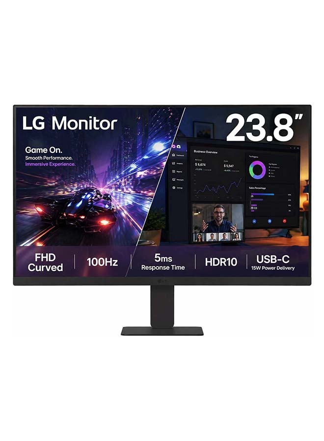 Compare 24 inch Curved Monitor FHD 1920×1080, 100Hz Refresh Rate, 5ms Response Time, HDR10, USB‑C 15W Power Delivery, HDMI, EyeCare Flicker Safe, Tilt Adjustable, 3Side Borderless Design, Black | 24U421A‑B Black at KSA Price