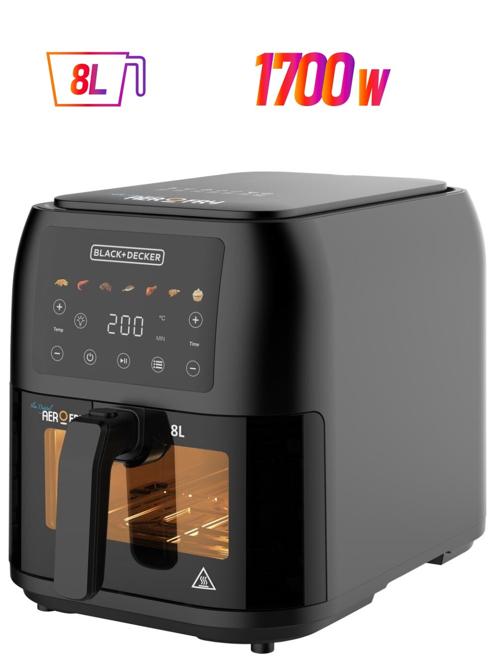BLACK+DECKER 8L Air Fryer, 1700W Power, Digital…
