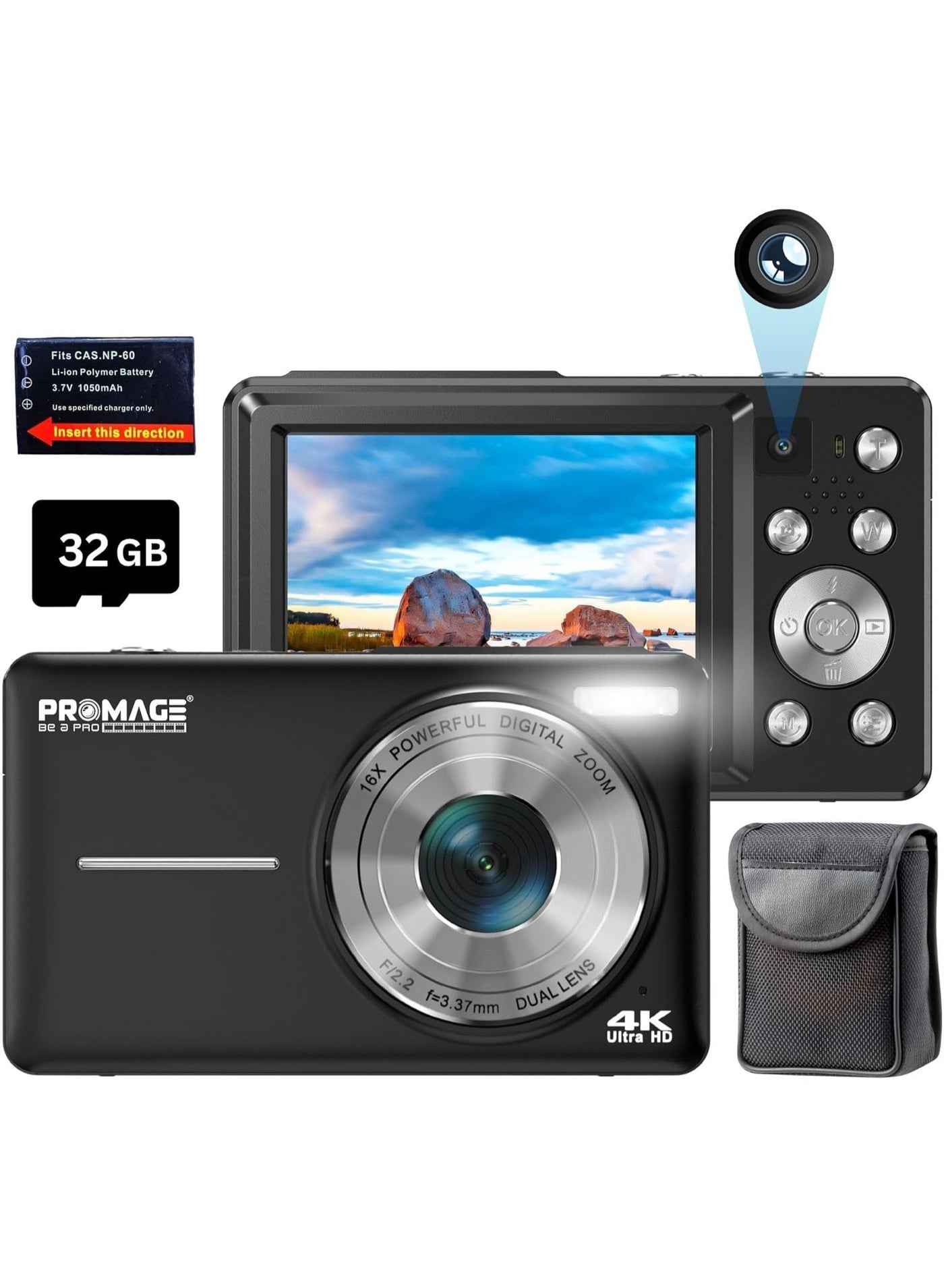PROMAGE 4K Digital Camera - 64MP Front and…