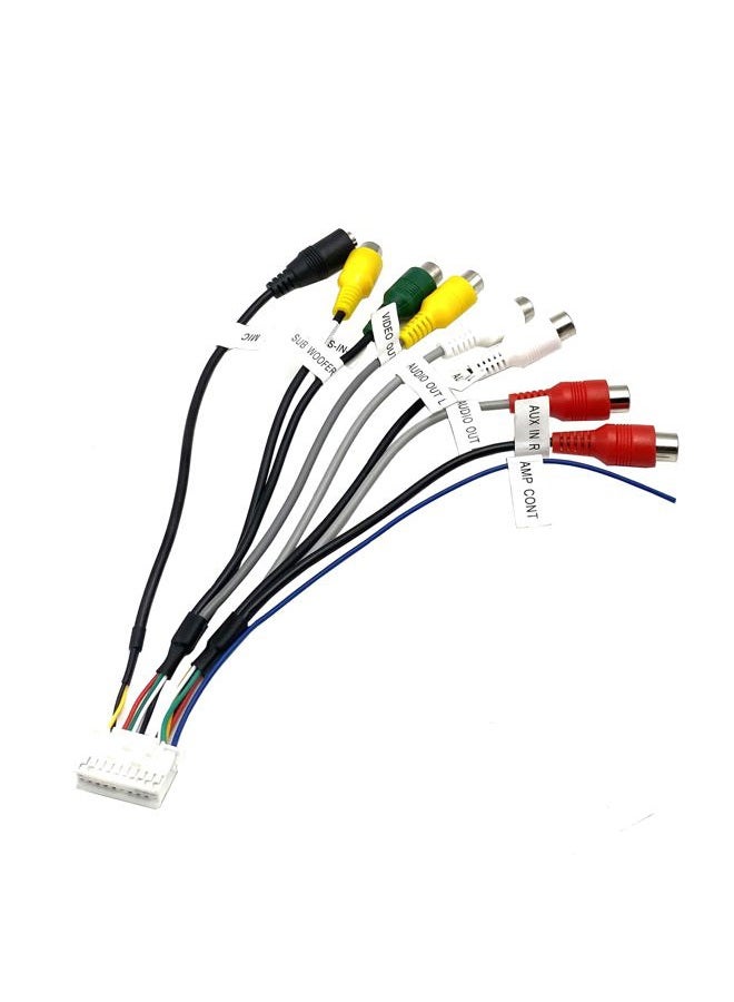 Compare 20 Pin Car Radio RCA Audio Replacement Harness with 8 Female RCA Connector Video CVBS, AUX, SUB, and MIC Plugs for Selected Android Car Stereo Radio GPS Head Unit at KSA Price
