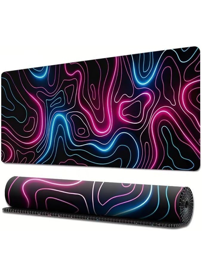 Compare Mouse Pad Gaming,31.5 x 11.8in Desk Mat Topographic Keyboard Pad Mouse Mat for NonSlip Base and Stitched Edge, Extended Desk Pad XL Keyboard Mousepad Gradient at KSA Price