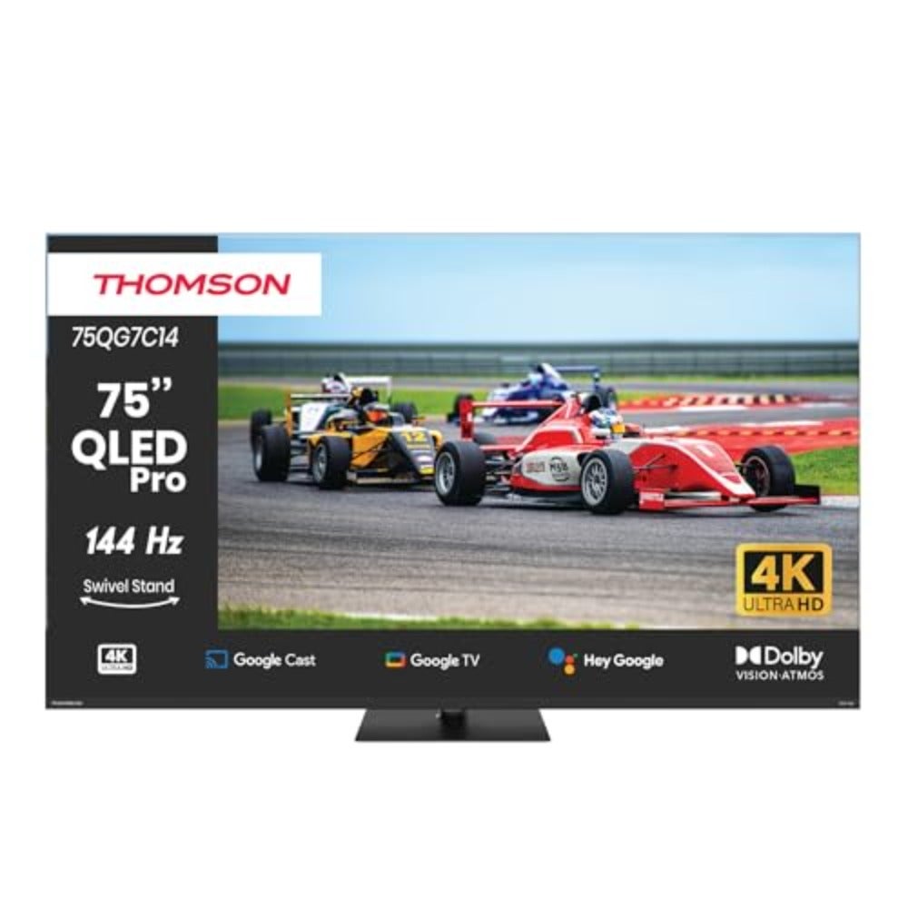 Compare 75 QLED Pro 4K TV  2026 Model 144Hz Refresh Rate Dolby Vision Atmos Google TV with Voice Assistant Frameless Design Central Stand 3Year Warranty at KSA Price