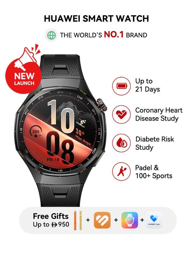 Compare WATCH GT7 Pro 46mm Smart Watch, Upto 21 Days of Battery Life, Compatible with iOS & Android, ECG, Heart Rate Monitoring, 100+ Sports Modes, Titanium Alloy Case With Free 2 Extra Straps black at KSA Price