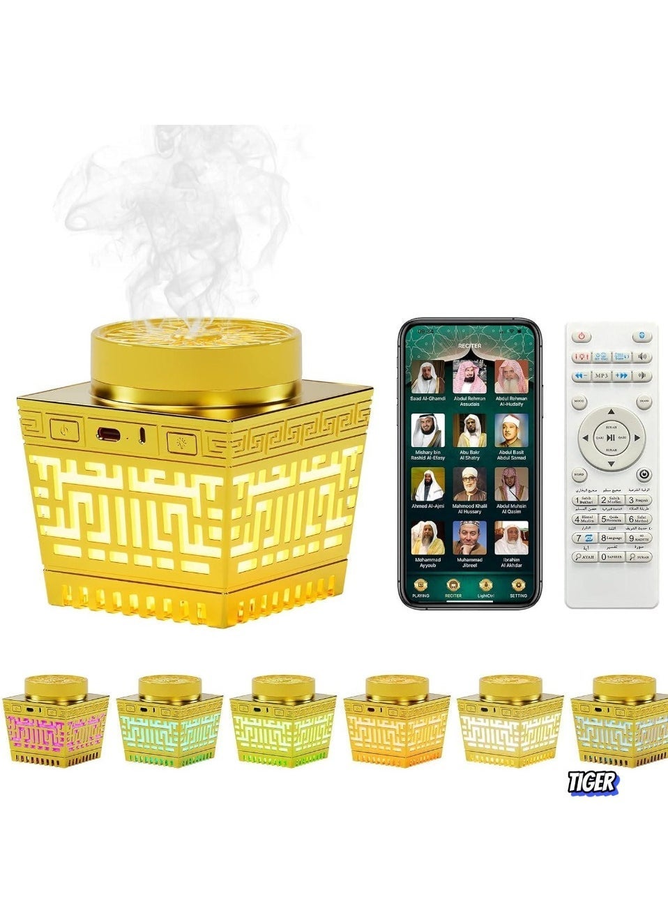 Compare Quran Speaker & Mini Incense Burner Bakhoor with Remote Control, Bluetooth Night Light MP3 Music Player, 114 Quran Chapters, 18 Reciters & 17 Translations, Multicolor LED Changing Light, Ideal Gift for Muslims at KSA Price