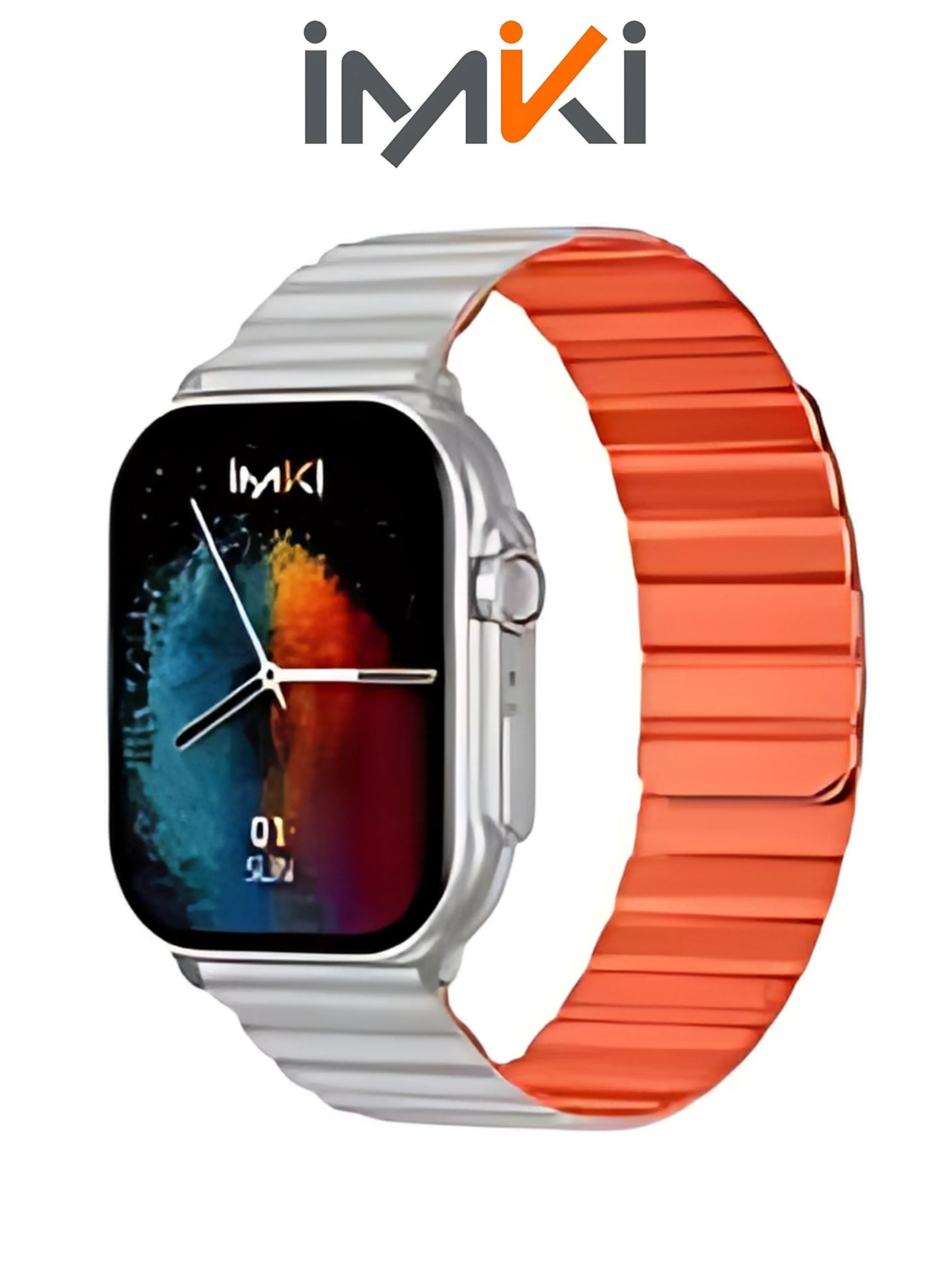 Compare SF1 Smartwatch – 2.01 AMOLED Screen with 1000 Nits Brightness, Bluetooth Calling, 100+ Sports Modes, IP68 Waterproof Fitness Tracker with Metal Case – Silver + Gray Orange Strap at KSA Price