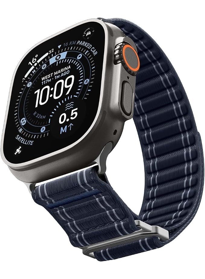 Compare WBF0 Apple Watch Band for Apple Watch Ultra 4321 49mm, Series 121110 46mm, 987 45mm, SE3SE2SE654 44mm, 321 42mm Lightweight Fabric Strap  Navy at KSA Price