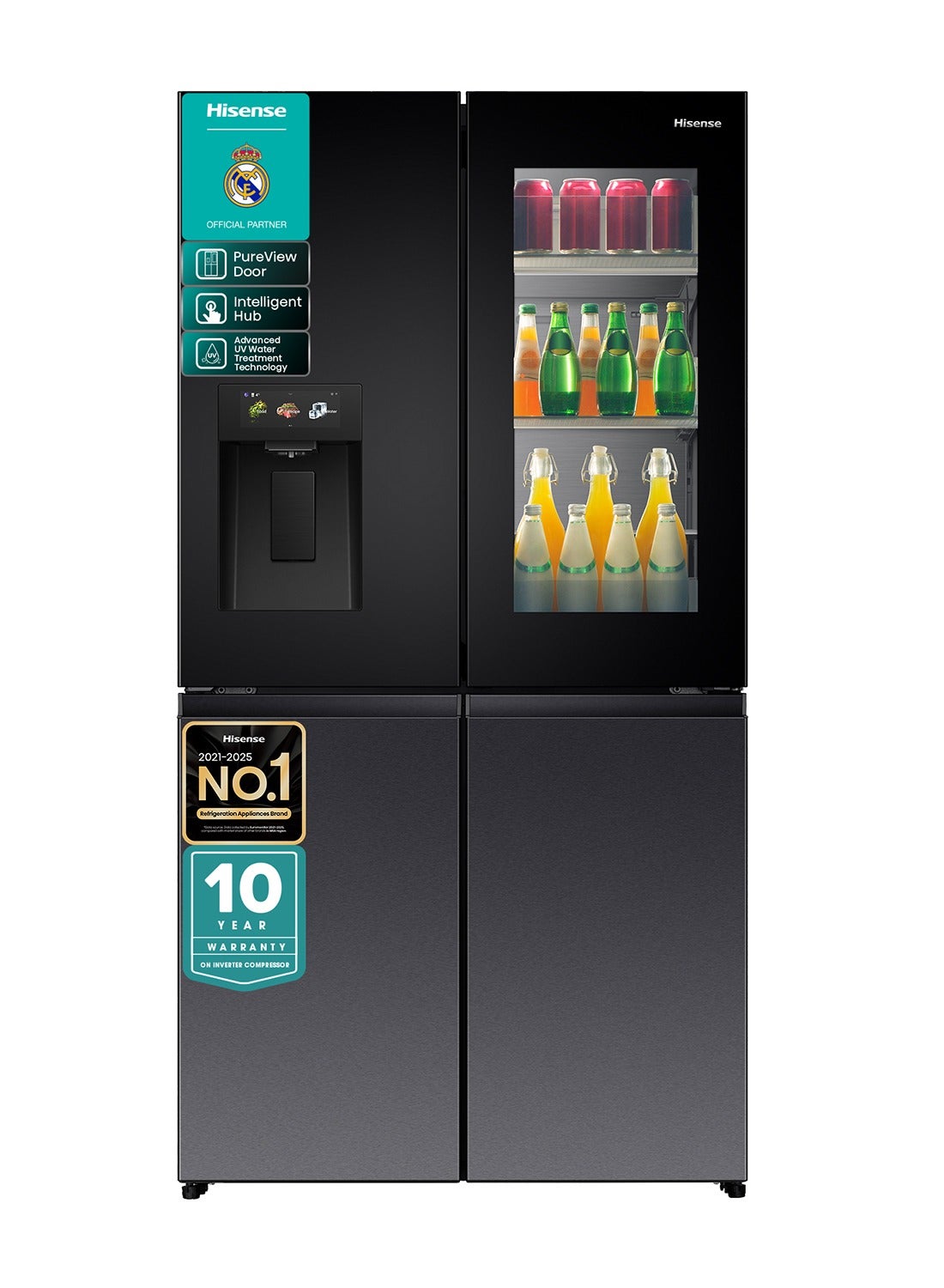 Compare Hisense 780L  615L  Gross & Net Capacity , Premium Flat Door French Refrigerator Pure View Door Series 6.86 TFT Screen with Intelligent Hub Function, Advanced UV Ice & Water Treatment Technology, Anti Bacterial Guard, Connectife, Fresh ChoiceRQ9P780TTS1Black 240 W RQ9P780TTS1 black at KSA Price