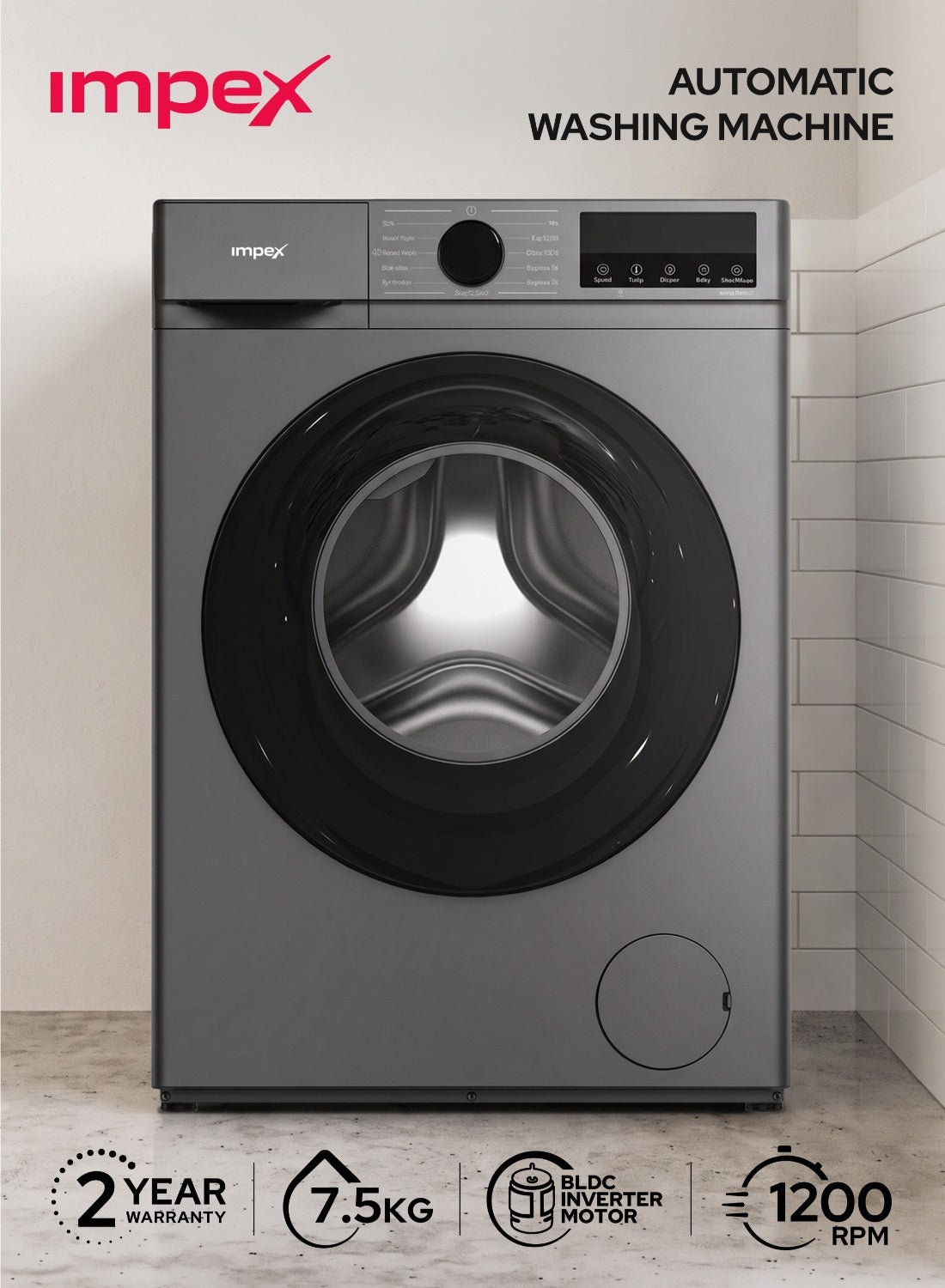 7.5 Kg Front Load Automatic Washing Machine…