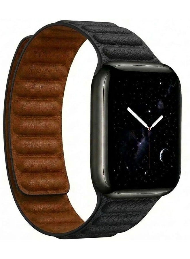 Compare Leather Magnetic Bands Compatible with Watch 42mm Series 1110 41mm 40mm 38mm, Adjustable Strap with Strong Magnetic Closure for iWatch SE Series 11 10 9 8 7 6 5 4 3 2 1, For Men Women  Black Brown at KSA Price
