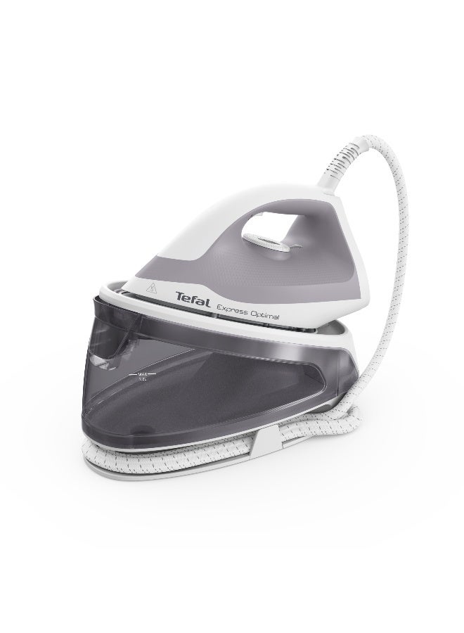 Compare TEFAL Express Optimal Steam Generator Iron | Powerful Steam | 5.3Bar Pump | 250 gmin | Steam Boost | UltraCompact Frame | Calc Clear Technology | Xpress Glide Soleplate | 1.2 L 2400 W SV4111M0 Dove and white at KSA Price