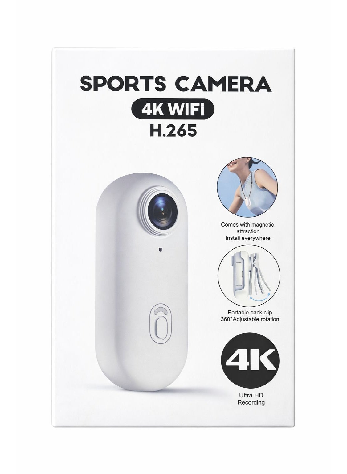 Compare Sports Camera 4K WiFi, H.265 Video, Waterproof 30m, Ultra HD Recording, Magnetic Attraction, 360° Adjustable Clip, TypeC Interface, at KSA Price