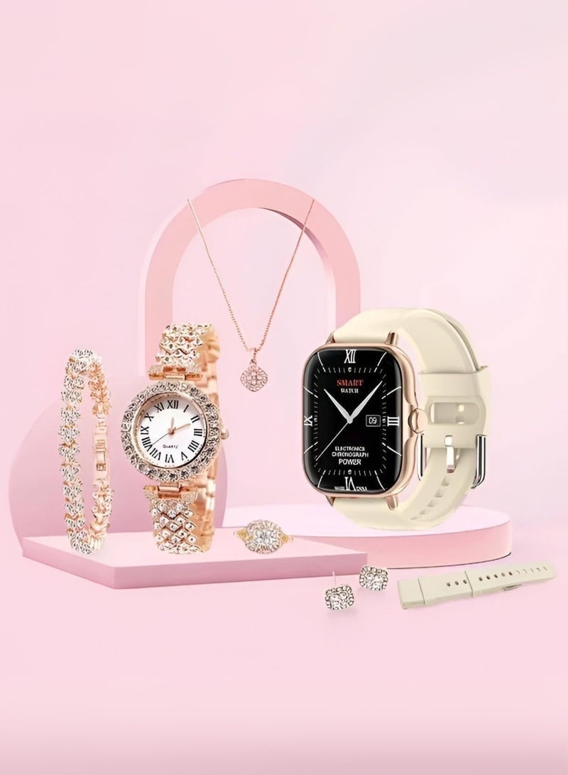 A58 Plus 7-in-1 Gold Colour Women Smartwatch Jewelry…