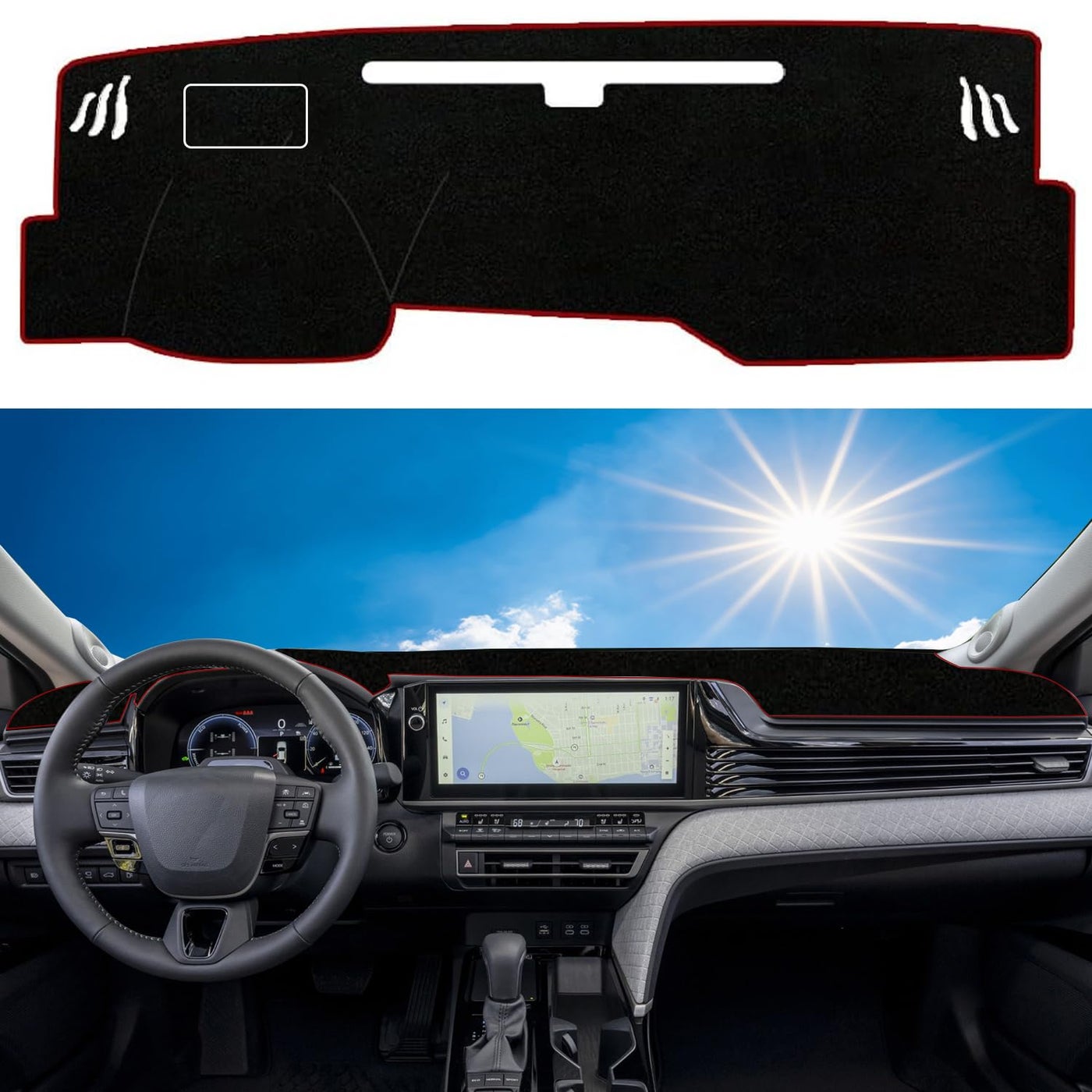 Compare Rifoda for Camry Dash Cover Fit for Toyota Camry 2025 2026 NonSlip Interior Decoration Sunshade Glare UV Rays Protector Dashboard Cover Mat Carpet Accessories Red Edge at KSA Price