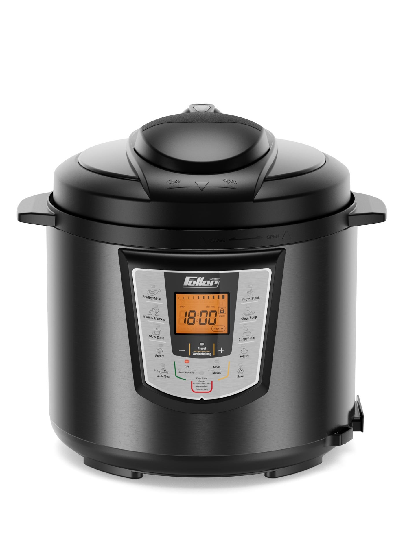 Compare Feller Germany 1000W 6L Electric Pressure Cooker, 12in1 Multicooker, Dupont 2X NonStick Detachable Pot, 9 Safety Levels, Delay Timer, Steamer, PC165, Platinum at KSA Price