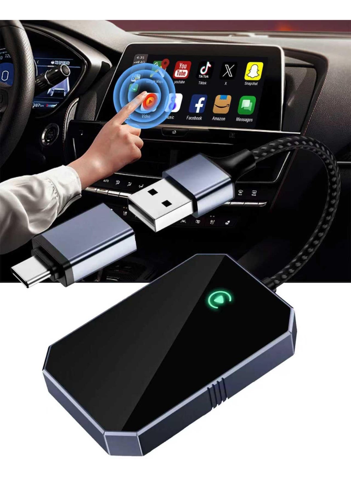 Compare 2in1 Wireless for iPhone & Android Auto CarPlay & Android Auto Adapter, Plug & Play CarPlay Dongle Converts Wired to Wireless, Fast AutoConnect, No Delay, Compact Design for iPhone & Android at KSA Price