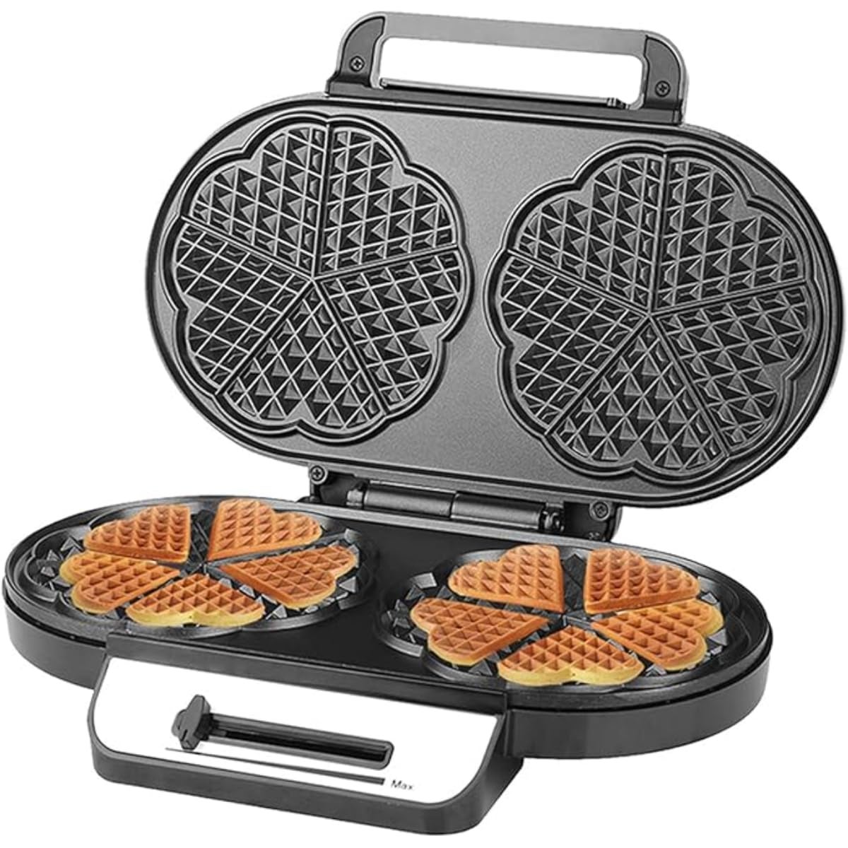 Compare Waffle Iron 1200W – Double Heart Waffle Maker with NonStick Plates, Adjustable Temperature, Dual Plates, Continuous Heat Control at KSA Price