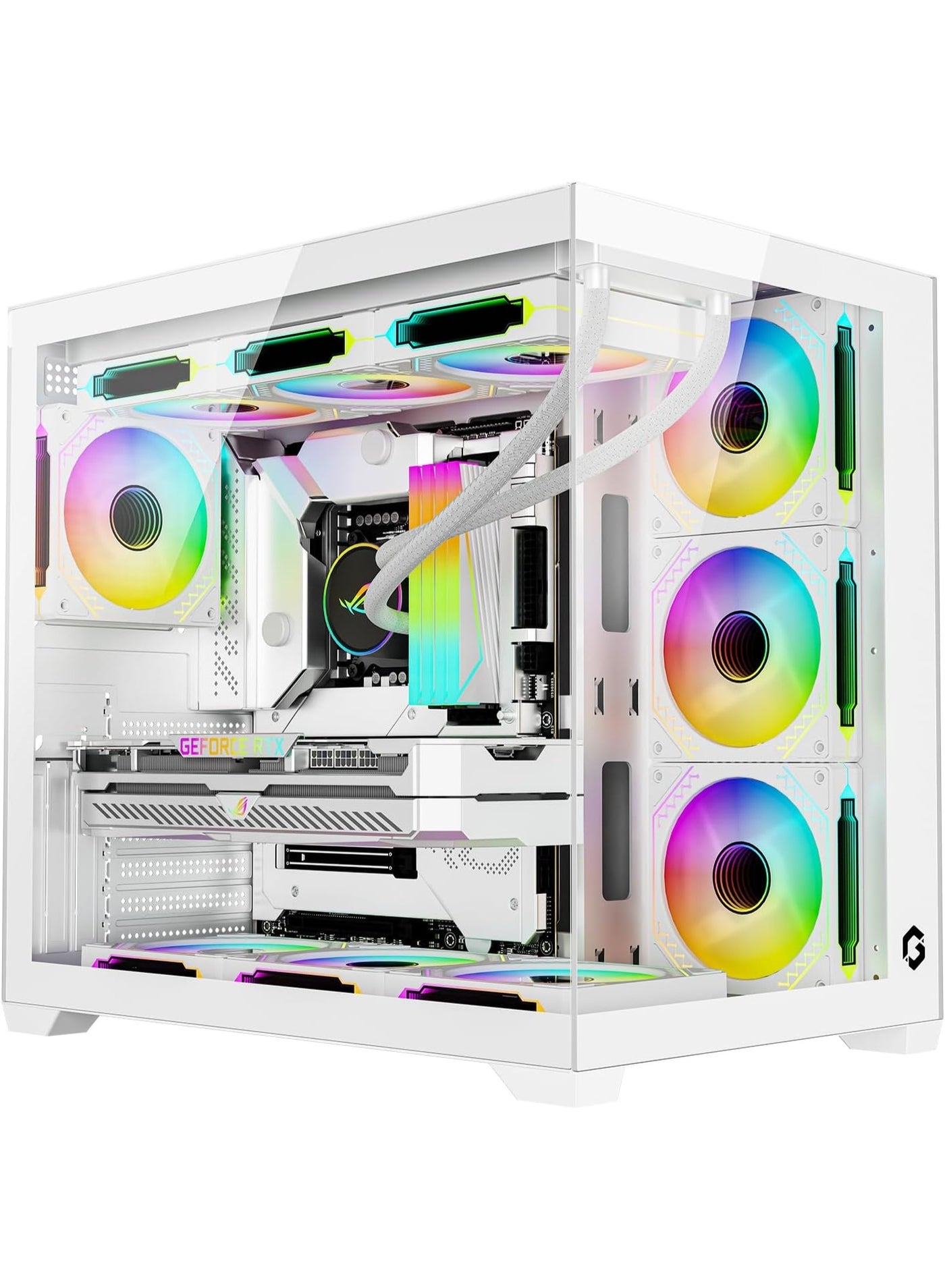 Compare GAMEON GOEMPERORVXA ATX PC Case with 4 PreInstalled 120mm ARGB Fans, TypeC, 400mm GPU Support, 360mm Liquid Cooling Ready, Tempered Glass Front & Side, ATXMATXITX Gaming Case white at KSA Price