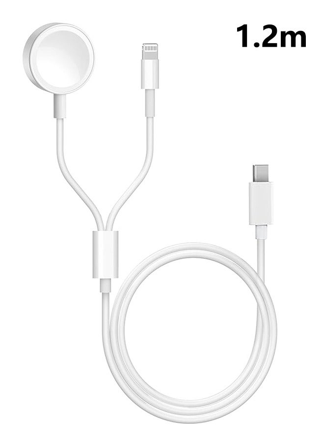 Type C 2-in-1 Fast Charging for iPhone&Watch(1.2m)White，Premium…