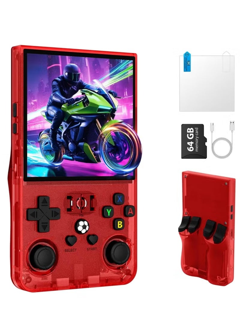 Compare R36MAX Retro Handheld Game Console with 4.0 Inch IPS HD Display, 64GB BuiltIn Games, Linux Gaming System, 4000mAh Rechargeable Battery, Classic Arcade Emulator, Portable Video Game Player, Transparent Red at KSA Price