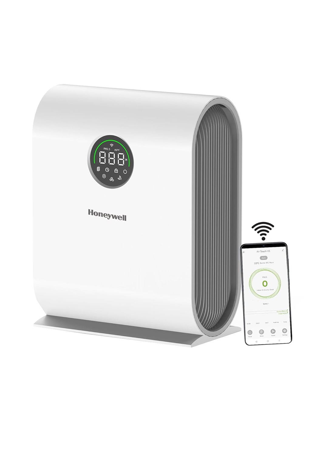 Compare New Launch Air Touch V5, 4stage filtration, H13 HEPA Filter, Filter Life Up to 9000 Hours, Removes 99.99% PM2.5, CADR 380 cu.mh, Covers 589 sq.ft, AQI LED Display, 2year Warranty Air Touch V5 White at KSA Price