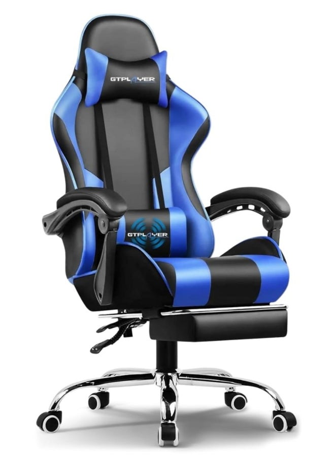 Compare GTPLAYER #1USA Ergonomic Gaming Chair with USB Massage Cushion, Footrest & Armrests – PU Leather Computer Video Game Desk Chair with Adjustable Lumbar Support & Headrest for Gaming & Office Blue blue at KSA Price