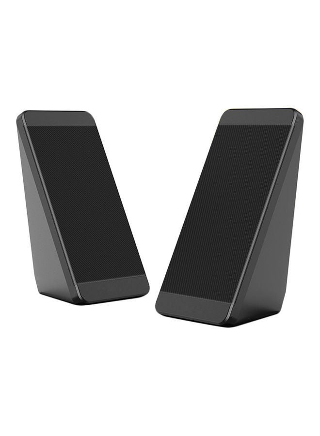 2-Piece Wired USB Desktop Mini Speaker Black