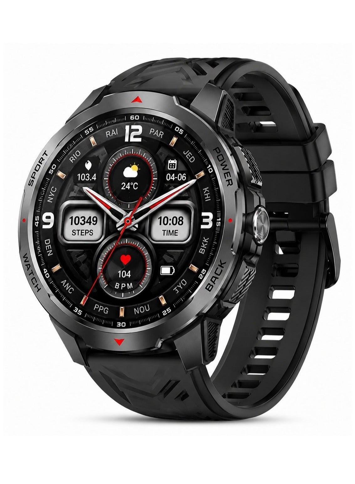Compare Smartwatch for Men | Rugged AMOLED Smart Watch with Bluetooth Calling, 1100mAh Long Battery | Waterproof Sports Watch, Fitness Tracker with Heart Rate | SpO2 & Sleep Monitoring | Android & iPhone Compatible at KSA Price