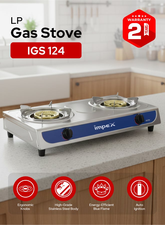 2-Burner Stainless Steel Gas Stove- Aesthetically…